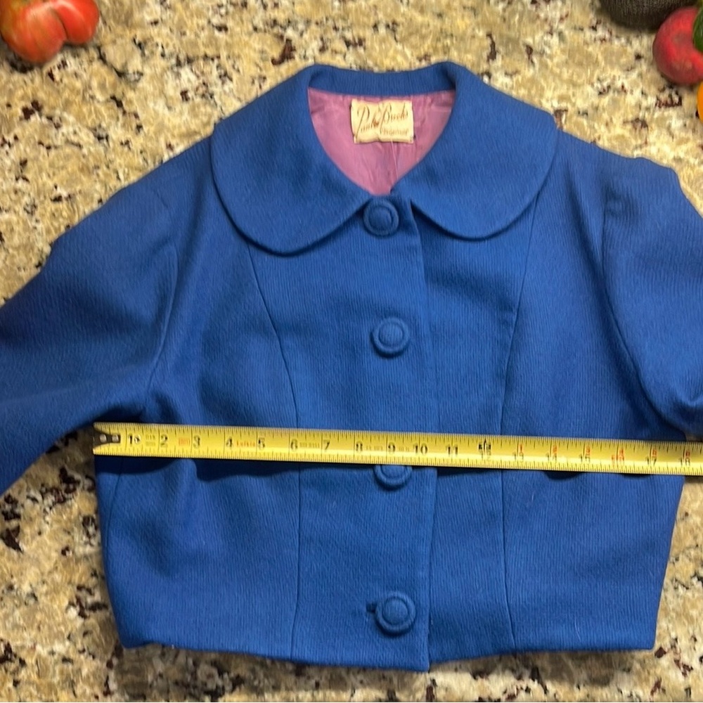 Royal Blue Blazer with Rounded Collar and Cropped Design
